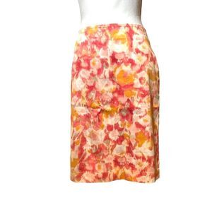 Talbots Pencil Skirt Pink and Orange Floral Lined Back Zip and Slit‎ Size 12P